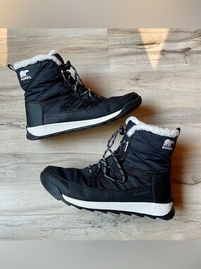 Sorel Women's Black Waterproof Winter Boot with Faux Fur Trim Whitney